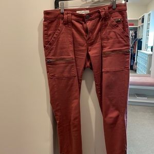 Joie Park Skinny, burnt orange denim, size 28. Ankle fit